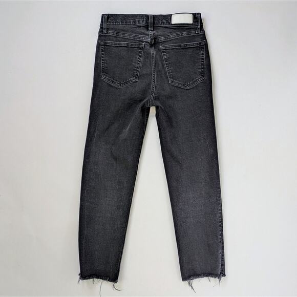 RE/DONE '70s Stovepipe 28 Black High Rise Raw Hem Vintage Revival Grunge Denim - Picture 12 of 12